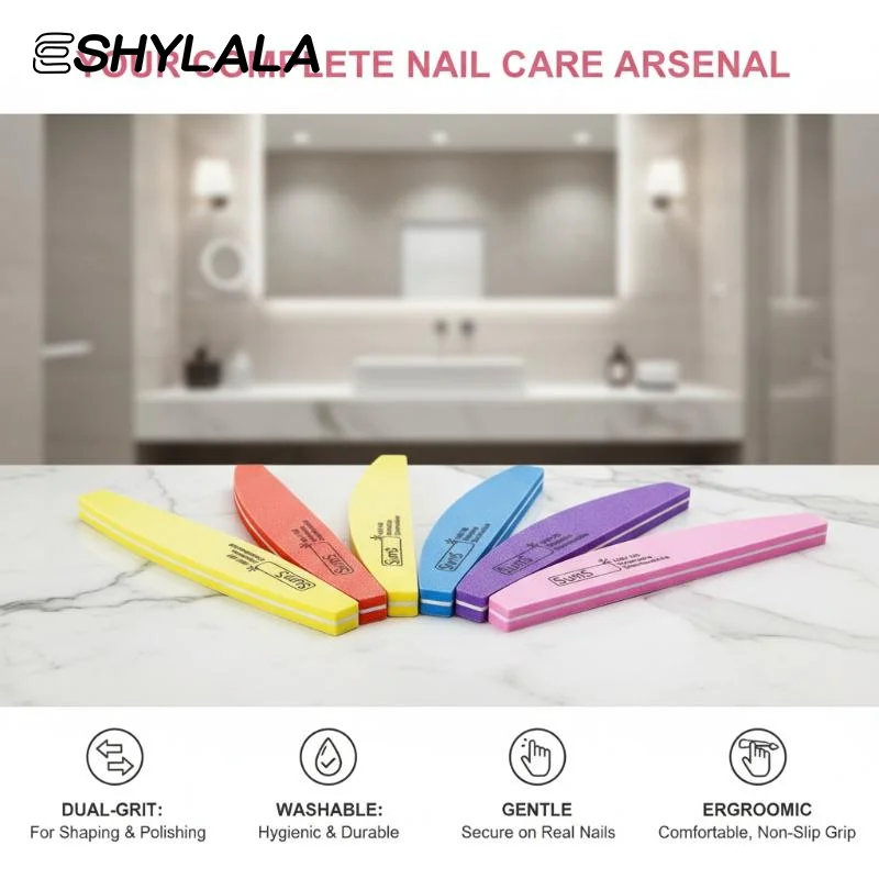 2/5/10PCS Professional Double-sided Nail File Block Colorful Sponge Nail Polish Buffing Sanding Buffer Strip Polishing Pedicure