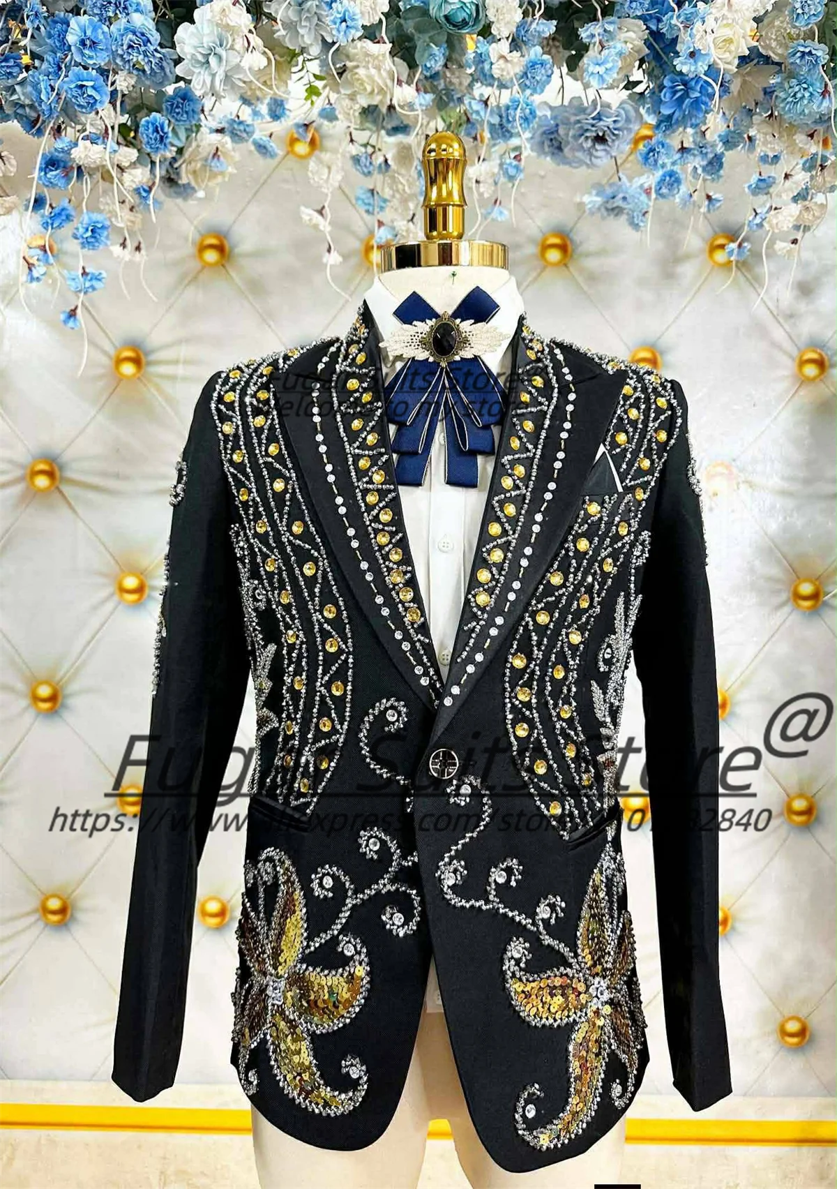 Men's Diamond Crystal Groom Suit