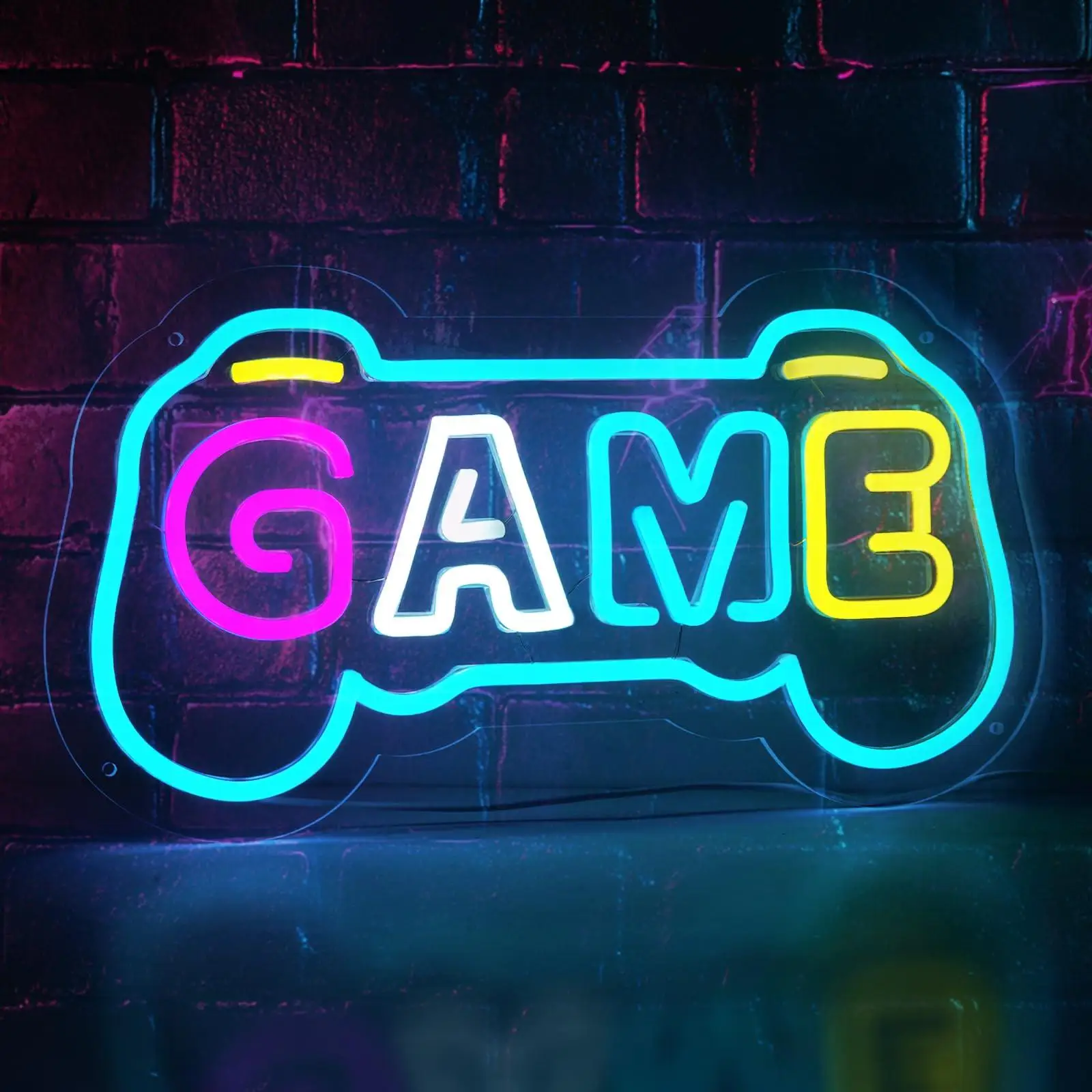 

Game Neon Sign for Gamer Room Decor Gamepad Shape USB LED Light for Boys Room BedRoom Accessories Gaming Gifts for Men Gamers