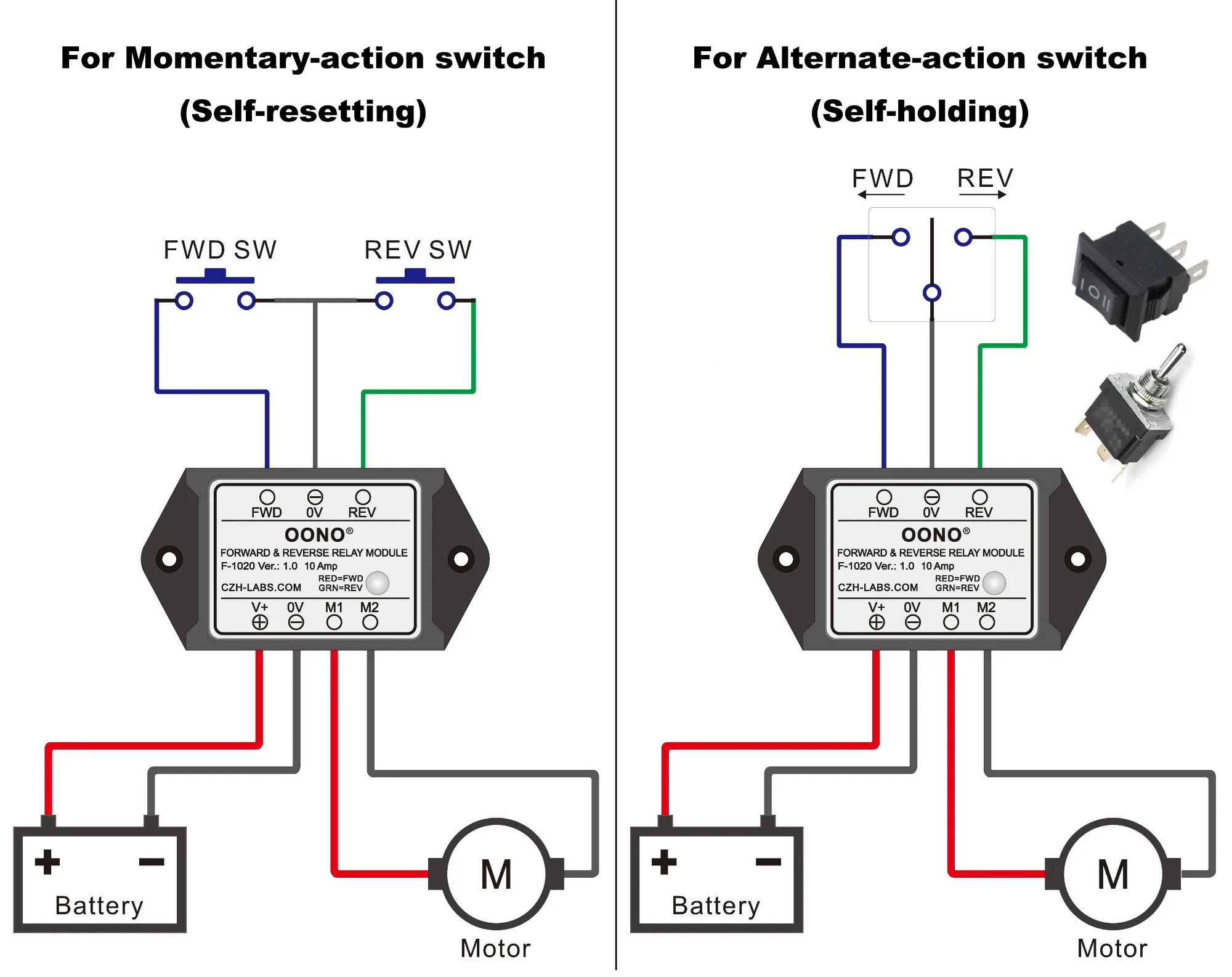 12V 10Amp Forward and Reverse Relay Module for Motor / Linear Actuator, Reversing Relay Module