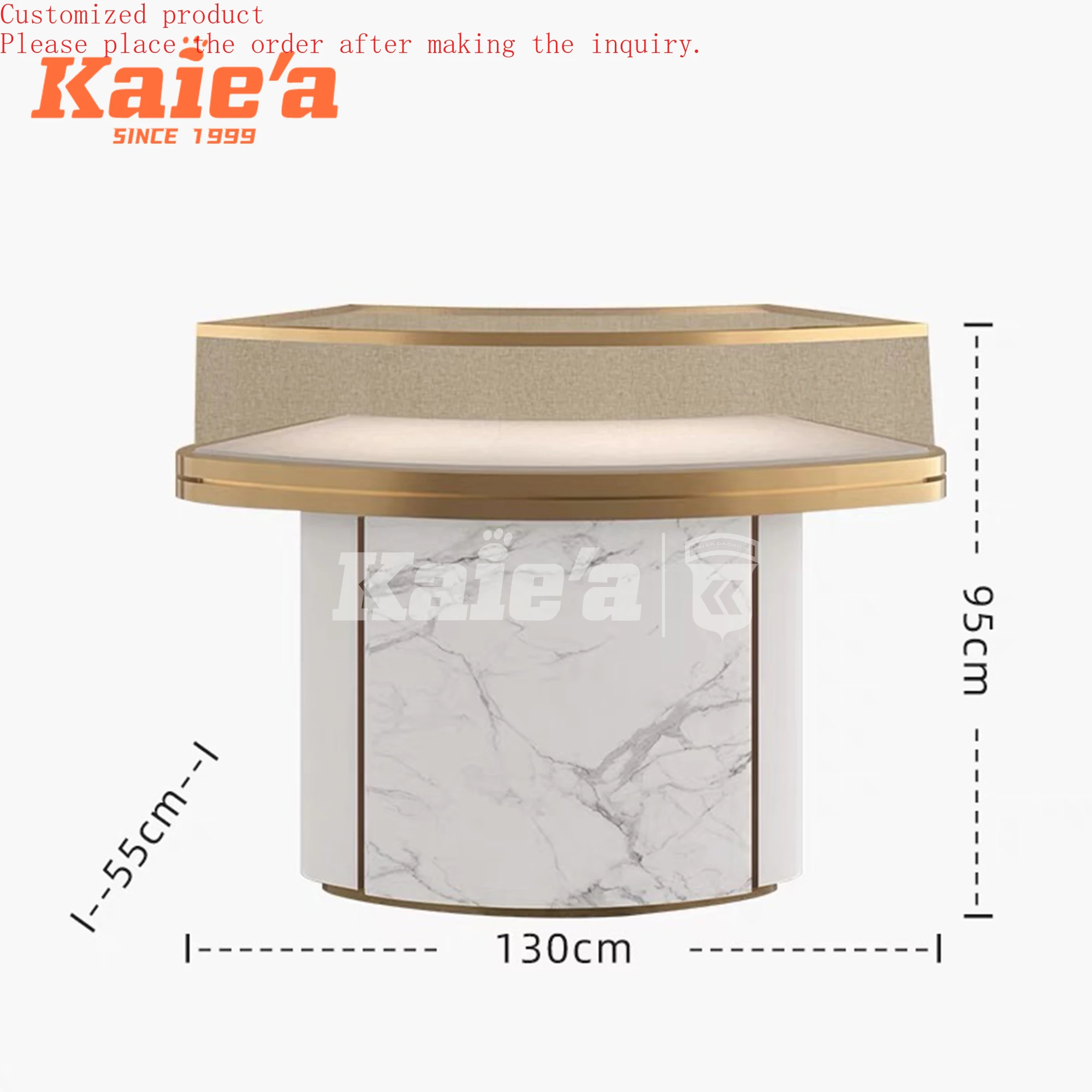 Modern Gold Jewelry Display Counter Kiosk for Shopping Mall Glass Showcase for Perfume & Jewellery Booth Design