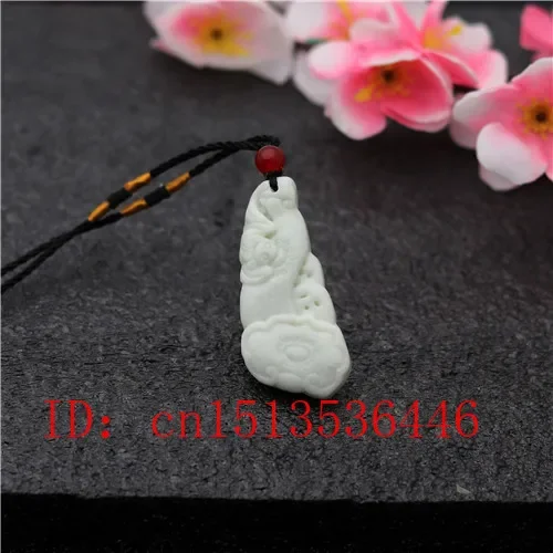 Carved Bat Tiger Jade Pendant Natural White Jadeite Ruyi Necklace Charm Jewellery Fashion Lucky Pixiu Amulet Gifts for Her Women