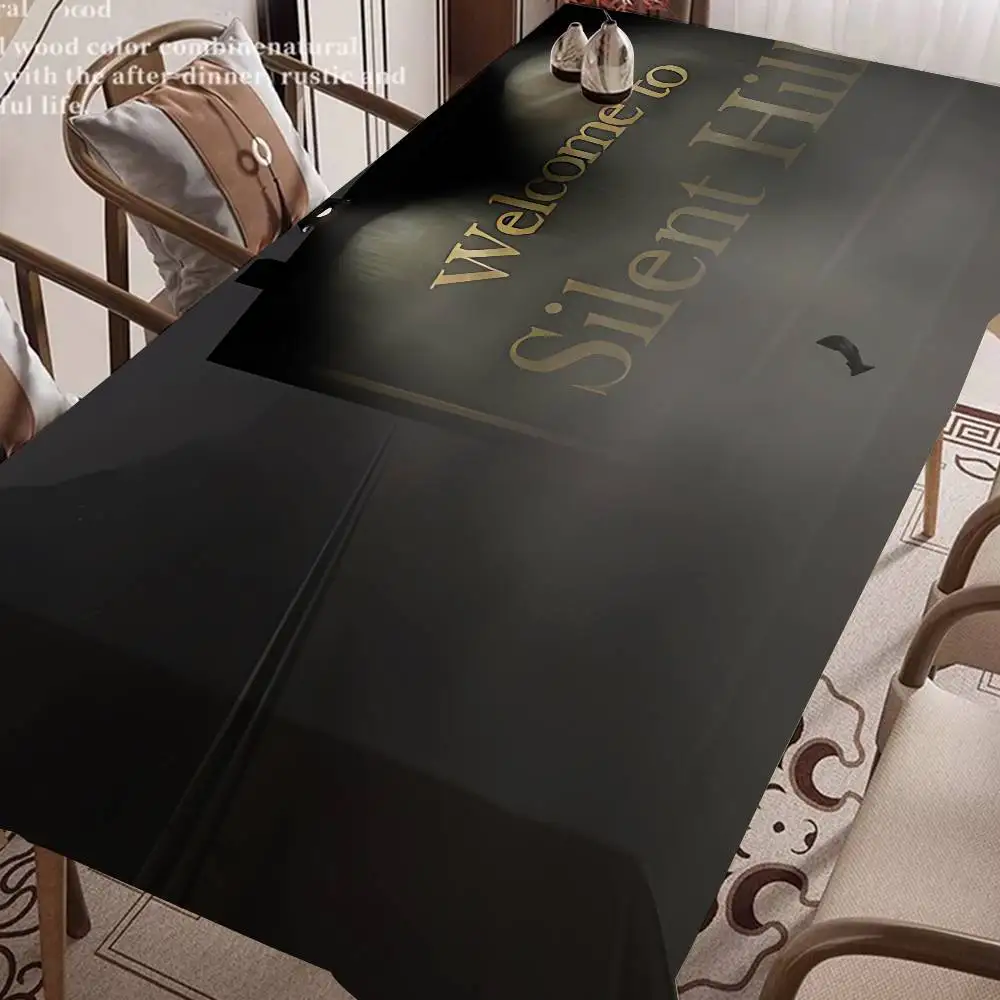 S-SilentS Hill لعبة مفرش طاولة مستطيلة وصمة عار مفرش المائدة Oilcloth رف ميسا كتيمة مفرش المائدة الديكور