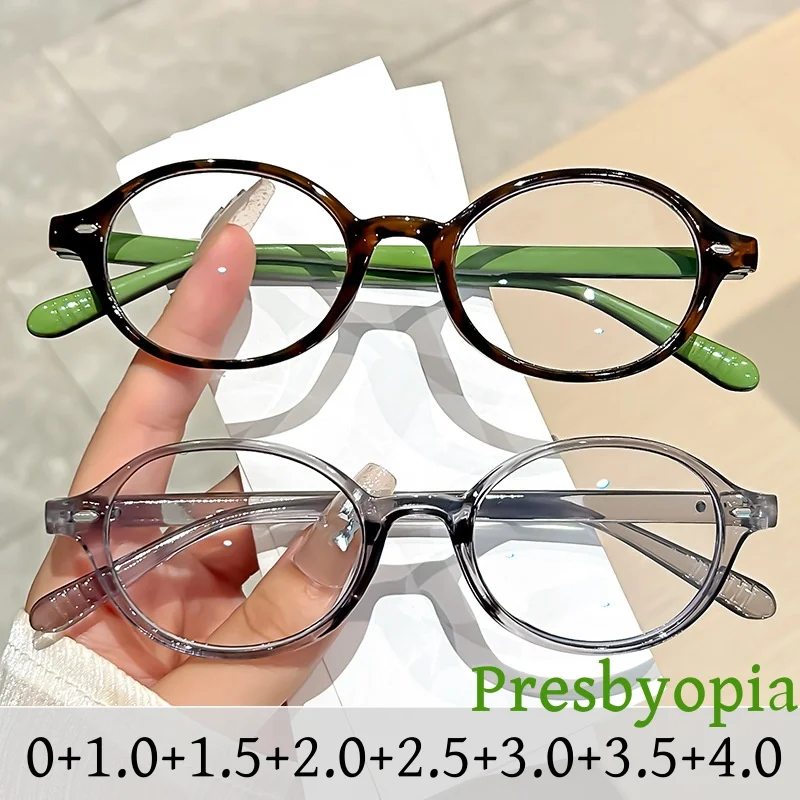 

Women Men's Finished Presbyopia Plus Glasses with Diopter Vintage Anti Blue Light Eyeglasses Small Oval Frame Reading Eyewear