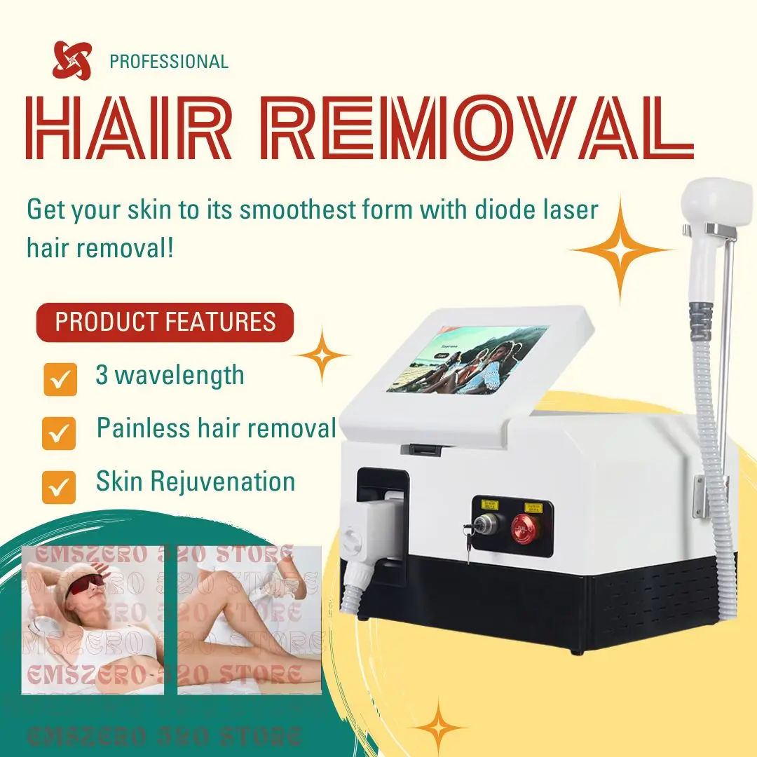 

Ice Painless Alexandrite Laser Permanent Hair Remover 755nm 808nm 1064nm Diode Laser Hair Removal Machine Epilation Definitive