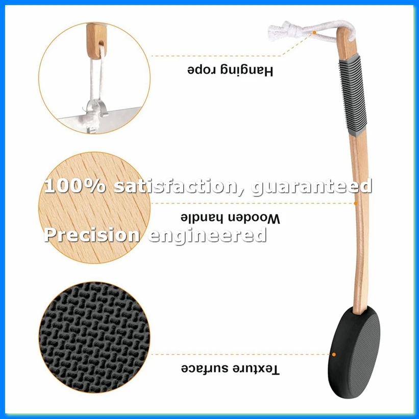 

Back Lotion Applicator with Long Handle and 4 Replaceable Pads, Ideal for Young People and the Elderly-Black.-FS