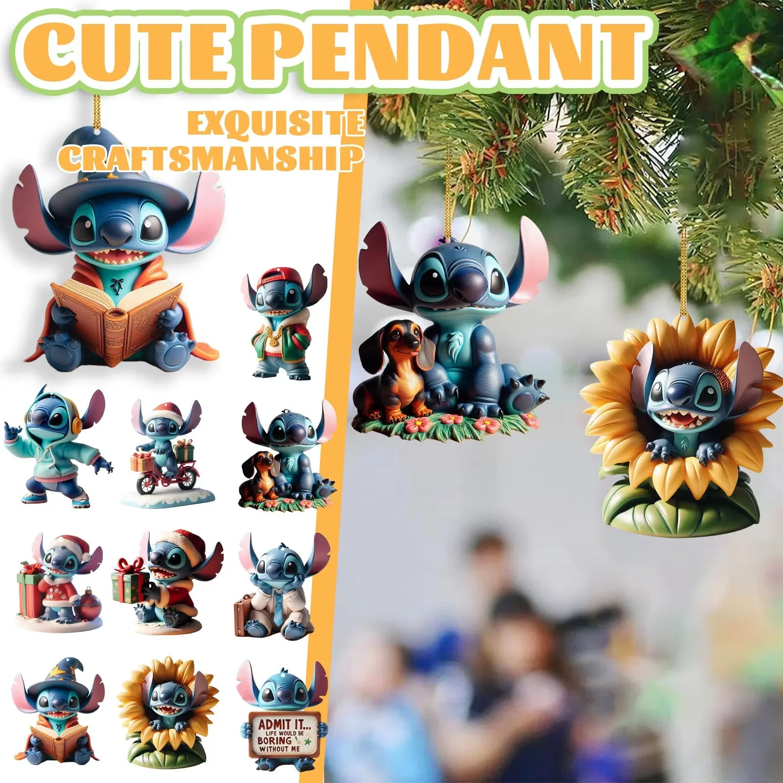 Neue Heiße Stich Acryl Weihnachtsbaum Anhänger Kawaii Weihnachten & Halloween Ornament Schlüsselanhänger 2d Flache Desktop Decor Weihnachten Geschenke