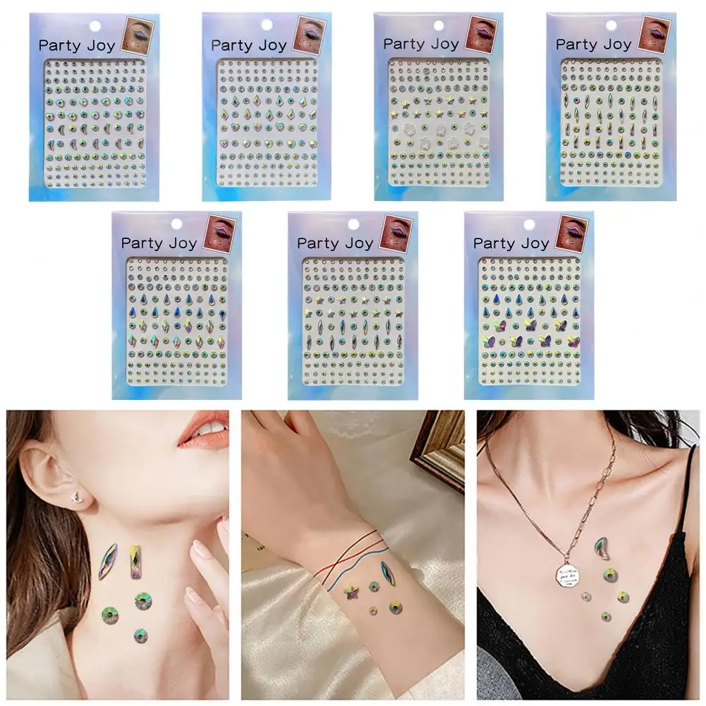 Long-lasting Rhinestone Tattoo Tattoo Sticker with Rhinestones Shimmering Rhinestone Eye Sticker Long-lasting for Festive