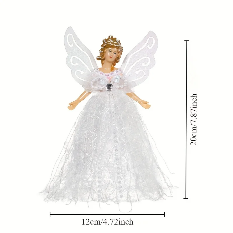 Luxury Star Angel Christmas Tree Topper with Elegant Dress - No Battery Needed, Perfect for Winter & New Year Decor