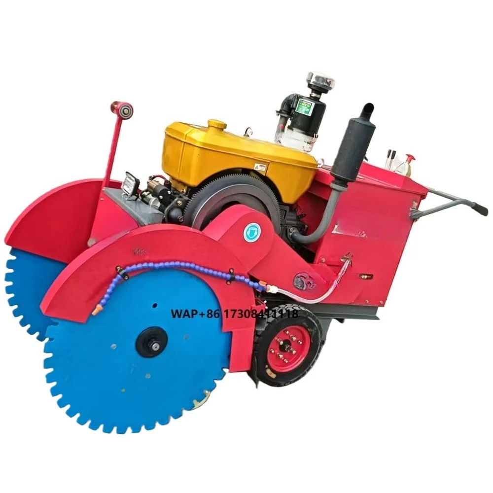آلة قطع الطرق بجهاز التحكم عن بعد للمحرك، منشار قطع الخرسانة الأوتوماتيكي من النوع الزاحف