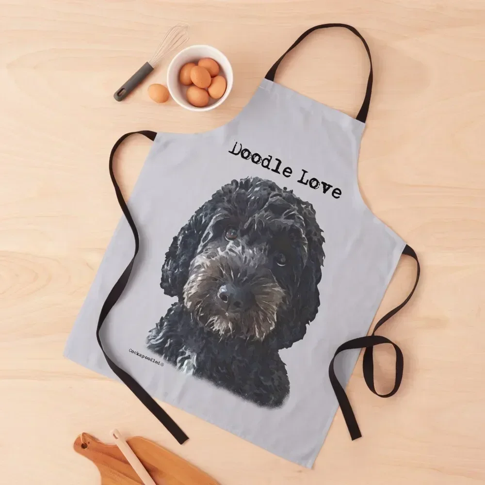 

Black Doodle Dog Apron Kitchen For Men work gowns for women cleaning Kitchen Front Kitchen Women Apron