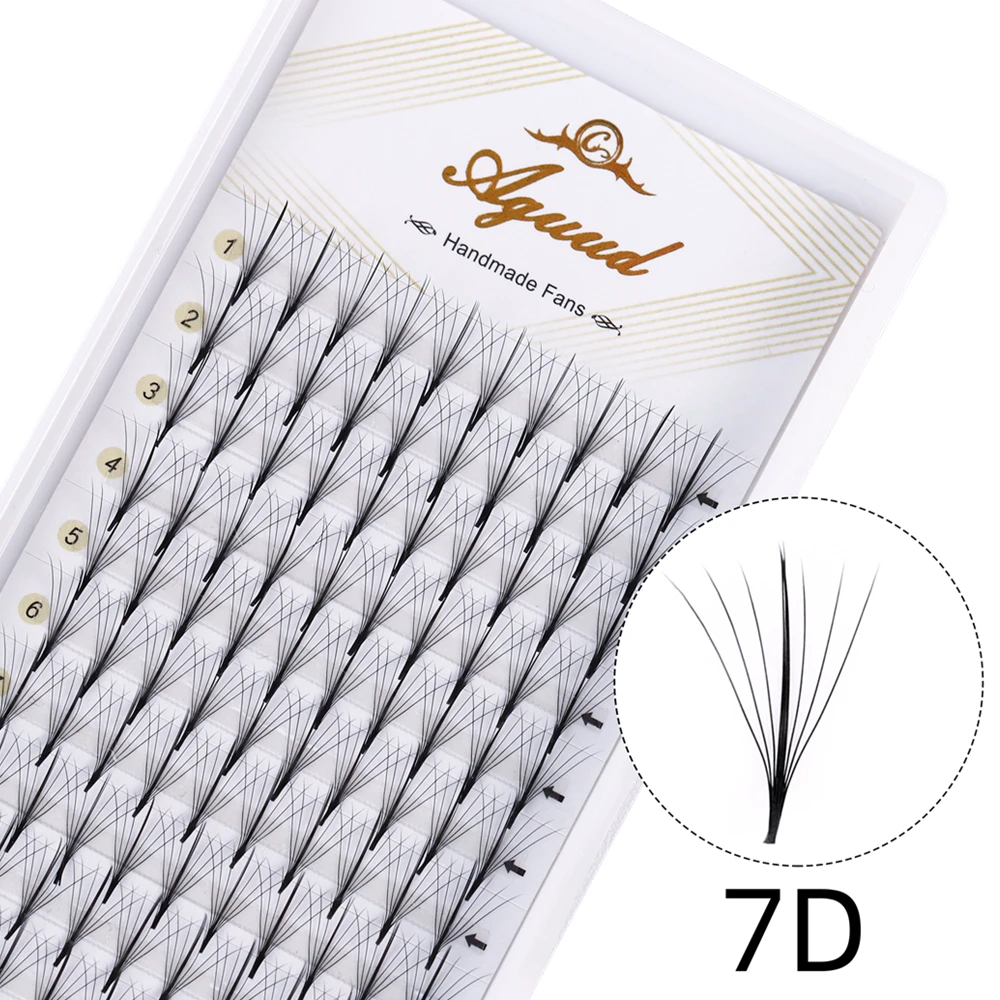 

AGUUD Wispy Fans Russian Volume Eyelash Extensions 7D Thin Pointy Base Premade Hybrid Fan Lashes Individual Faux Mink Wispy Fans