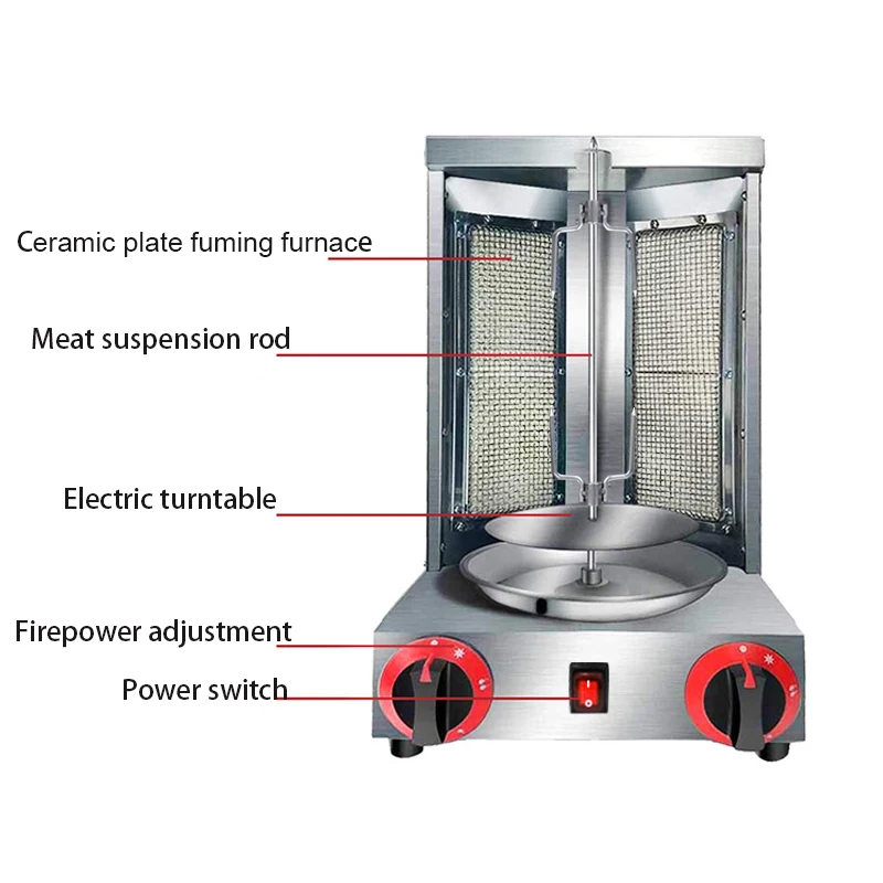 Commercial LPG Gas Rotary Turkey Broiler Grill Machine Vertical Kebab Roaster Middle East Rotisserie Equipment BBQ Maker