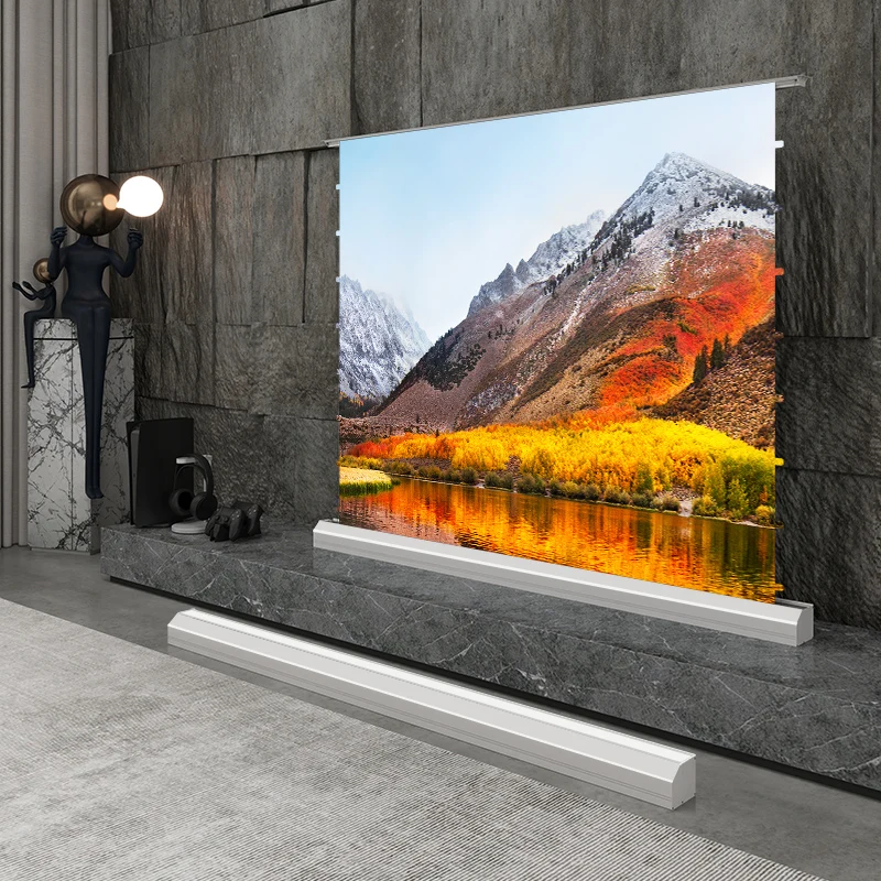 Newly Electric Floor Rising ALR Black Diamond Projection Screen 72-120inch 3D/4K Ambient Light Rejecting for Normal Projector