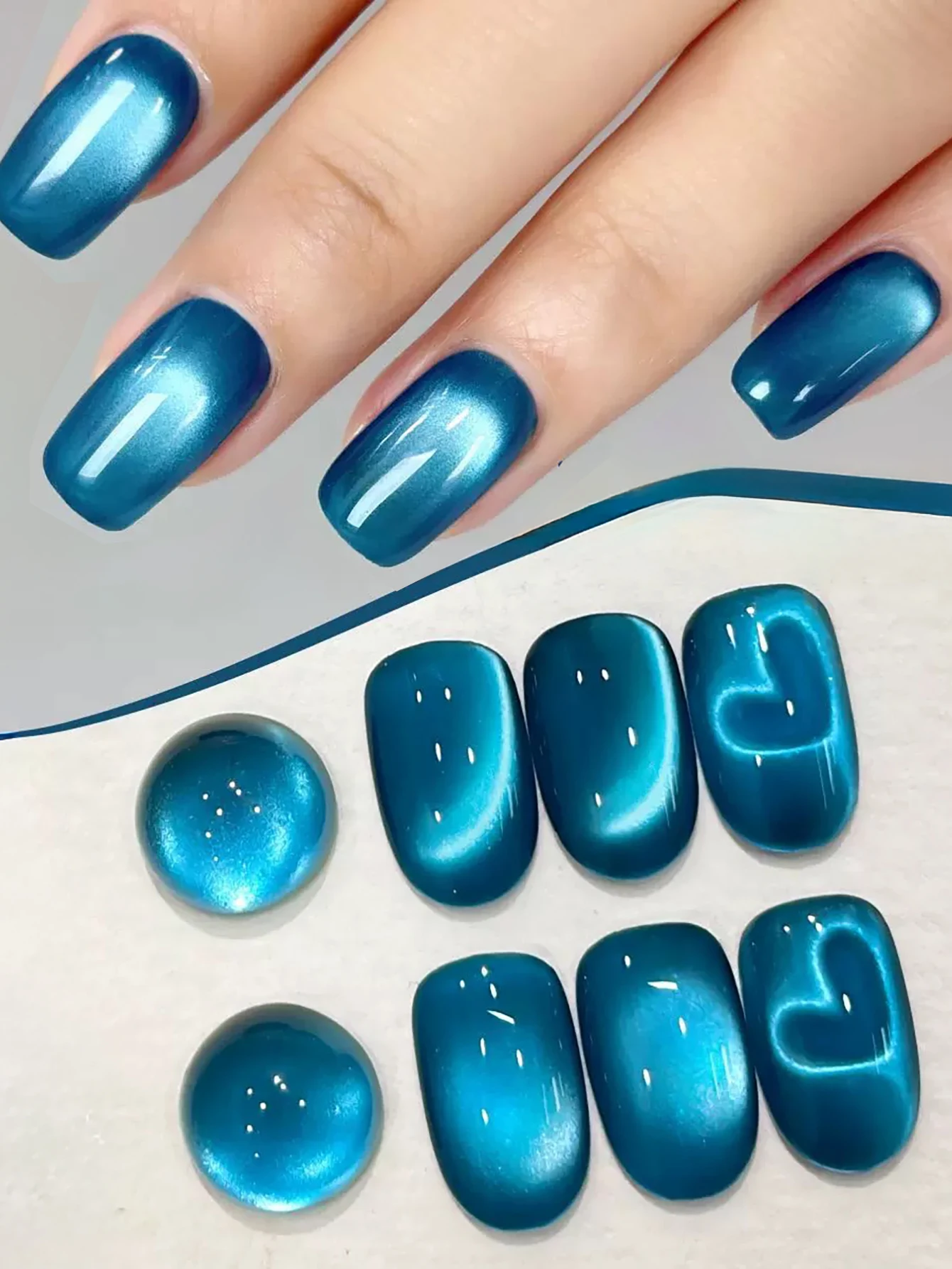 

1 шт. ZH Nail Art Синие стеклянные бусины «кошачий глаз» Гель-лак для ногтей Лето Новое популярное отбеливание вспышки That Sea Blue Cat Eye Товары для ногтей