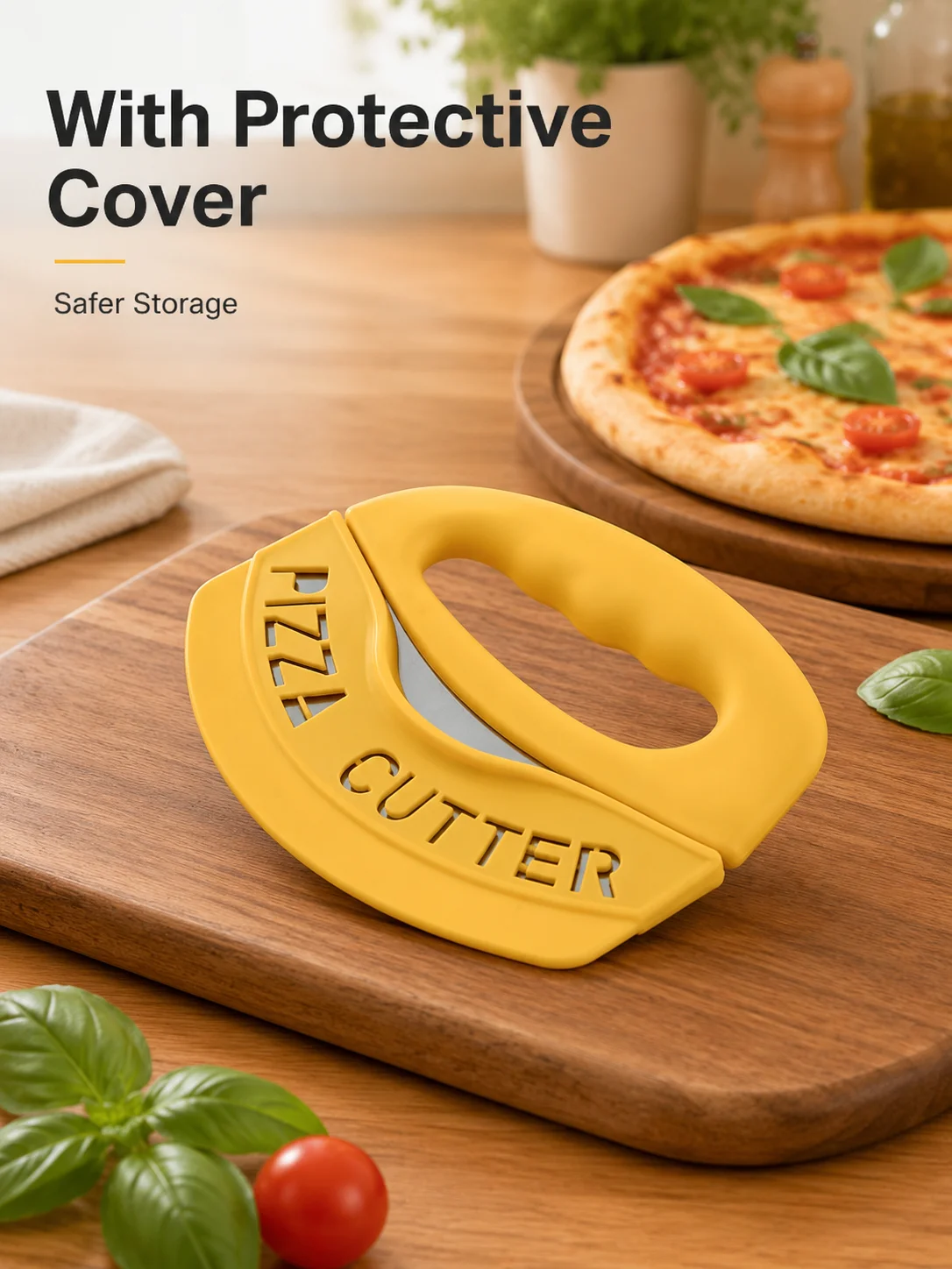 Stainless Steel Pizza Cutter Wheel, Round Rolling Pizza Slicer with Ergonomic Black Handle, Sharp Rotary Blade for Pizza, Flatbread, Pastry, Pie, BBQ Dough and Baking Prep, Easy-Grip Kitchen Cutting Tool for Home Cooking