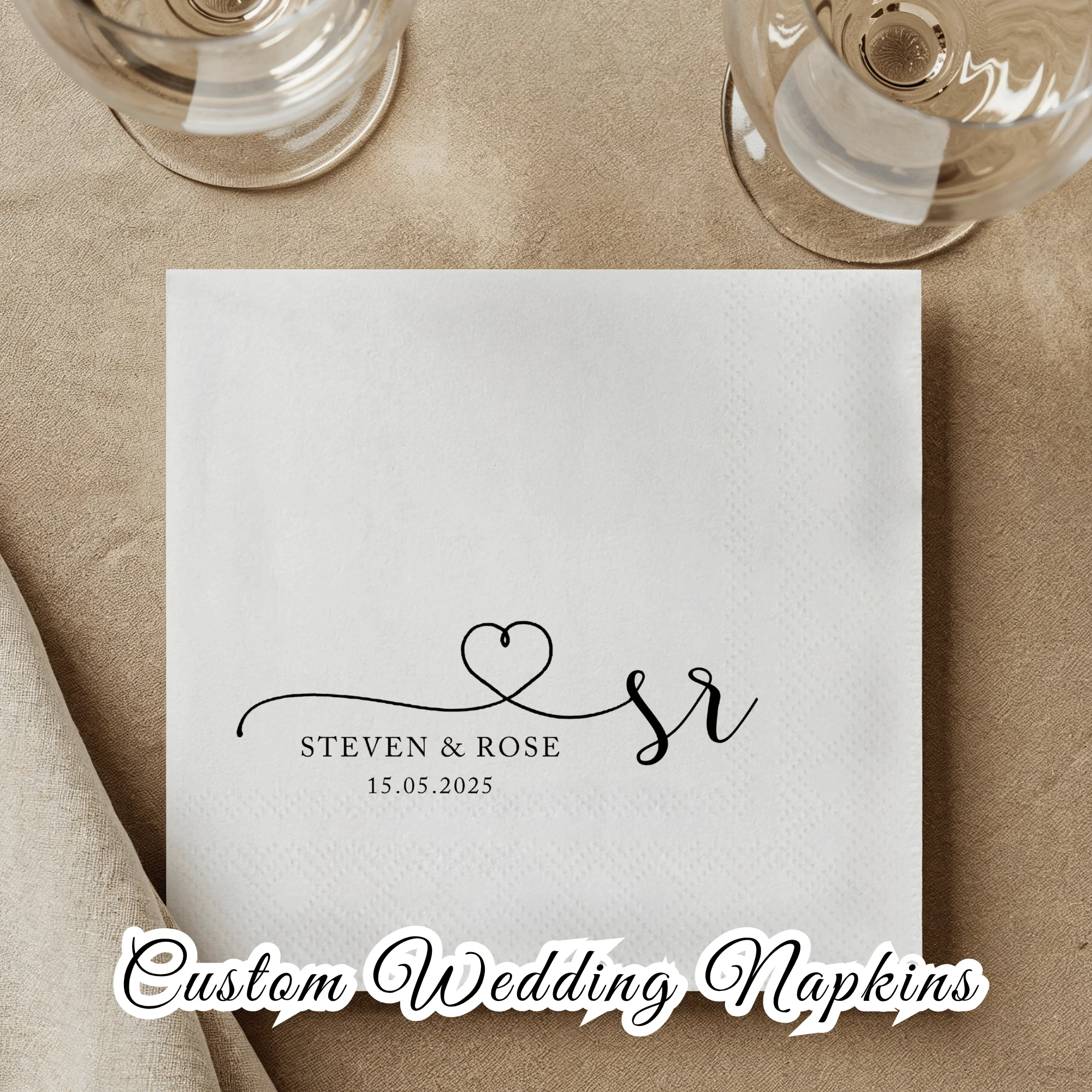 

Personalized Paper Napkins for Wedding Custom Napkins of Your Text 50pcs Disposable Napkins,for Cocktail Party Hen Party Deco