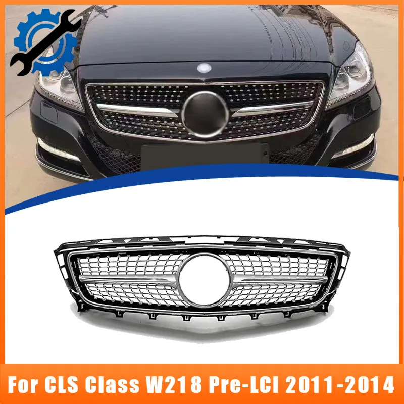 ABS Diamond Star Front Grille For Mercedes CLS Class W218 Pre-LCI 2011-2014 Parrilla 4Door Coupe Bumper Mesh Grill Mod Accessory