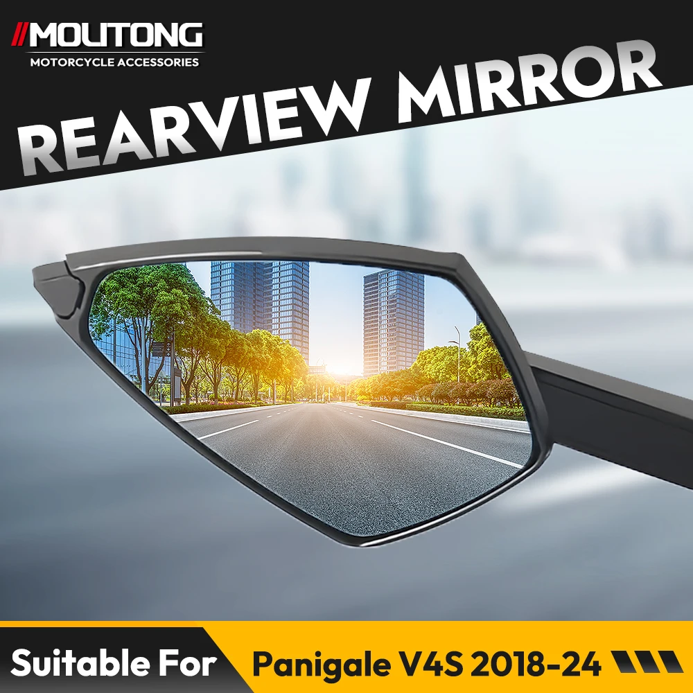 Motorcycle Rearview Mirror Blue Glass Sport Winglet Mirror Kits Rotatable Wind Wing Mirrors Suitable For Panigale V4S2018-2024
