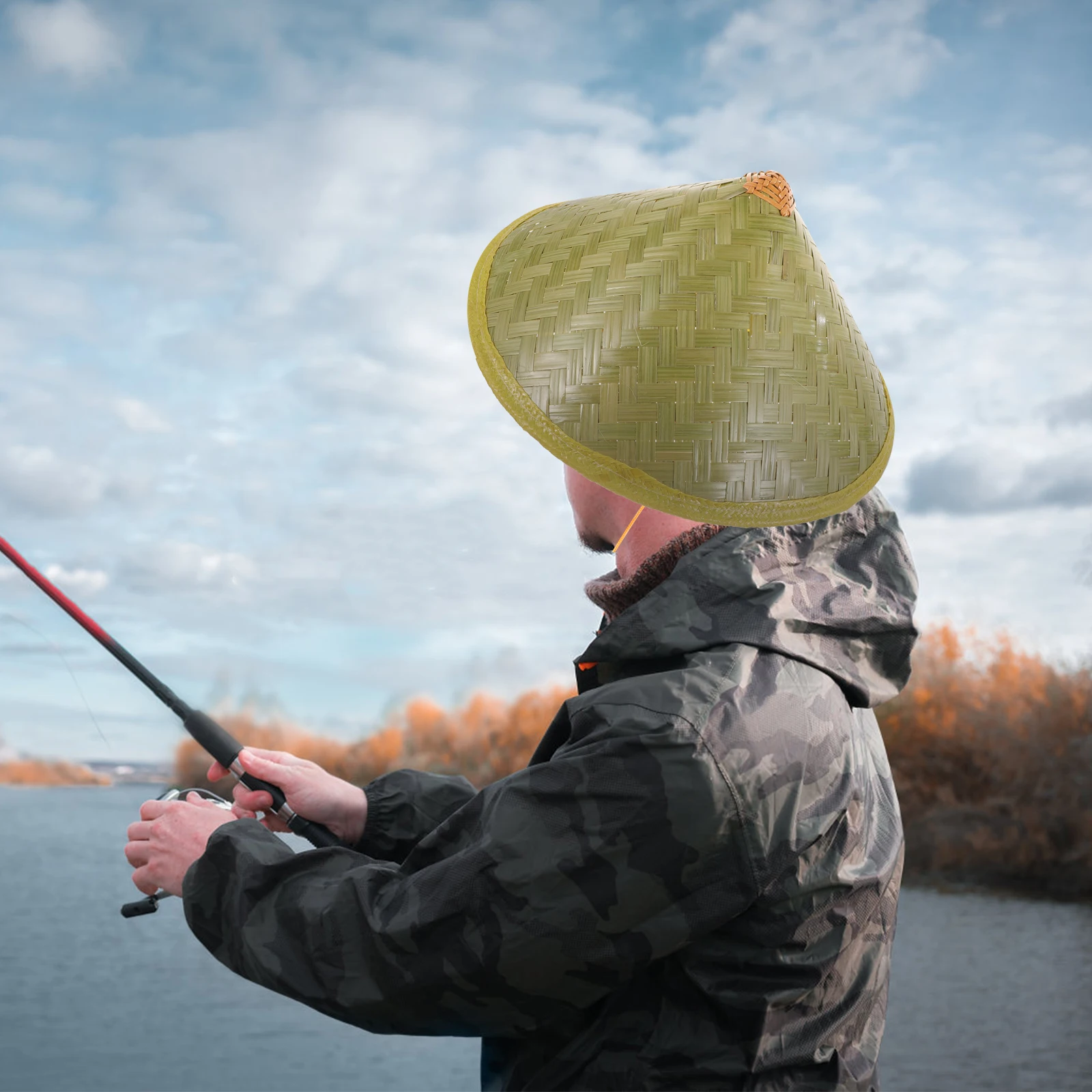 

1pcs Bamboo Straw Hat Small Brim Fisherman Asian Conical Chinese Sun Hat 36CM Diameter Premium Material Sturdy Durable Smooth