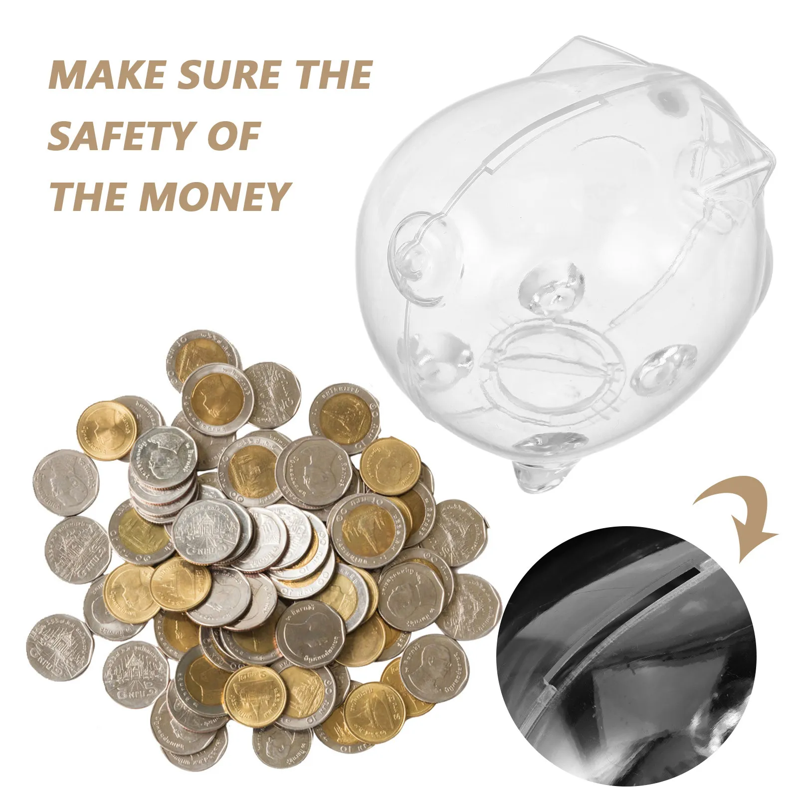2Pcs Transparent Pig-Shaped Money Bank Safe Plastic Savings Box Clear Coin Jar for Cash Saving Teaching Financial