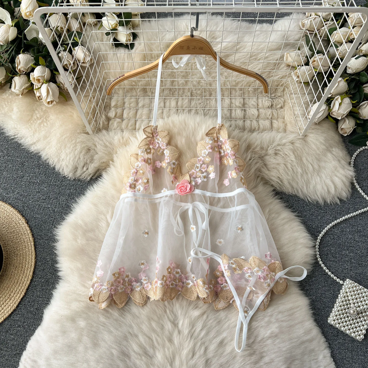 Renda até roupas secretas femininas finas pijamas halter pescoço sem costas pijamas pura lingerie erótica sexy a linha mini vestido preto