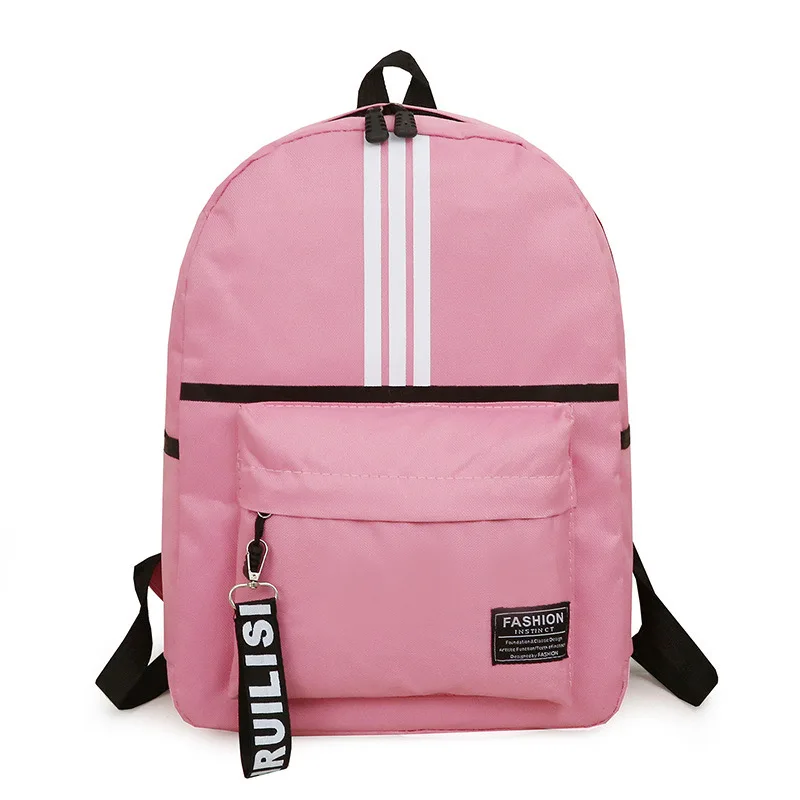 College style middle school student backpack Korean version simple striped large capacity backpack unisex backpack