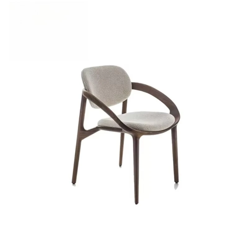 Modern Luxury Dining Room Furniture Nordic Hotel Armchair Solid Wood Frame Fabric Upholstery Round Seat Restaurant Chairs