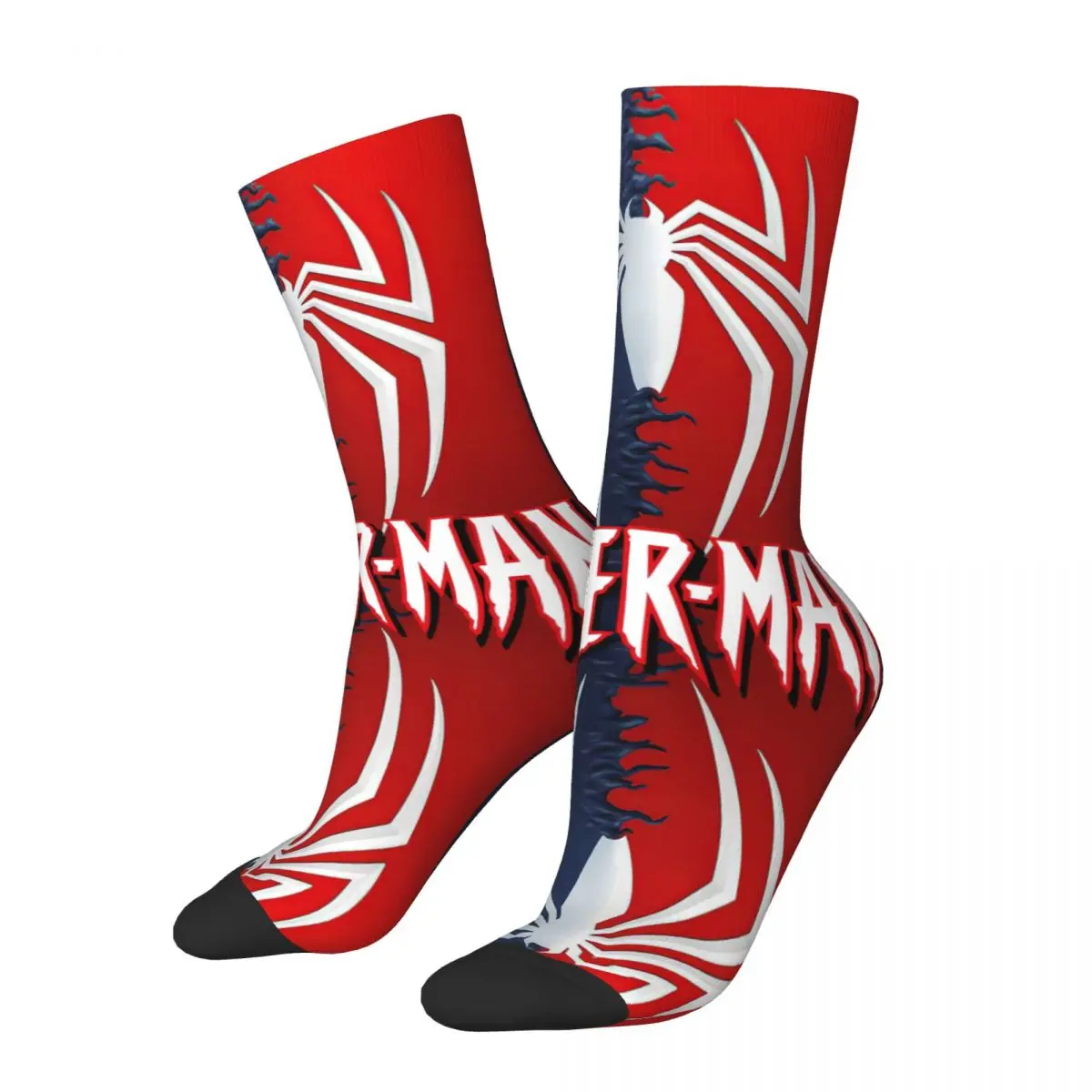 

Happy Funny Men's compression Socks Signs Vintage Harajuku Marvel Spider Man Hip Hop Novelty Casual Crew Crazy Sock Gift Printed