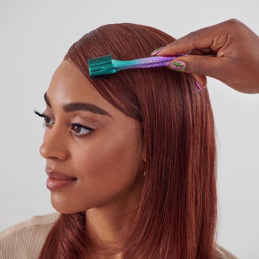 1ct Ombre Chrome 3‑in‑1 Hair Styler, Boar Bristle Edge Brush, Built‑in Comb & Pin Tail for Hair Styling