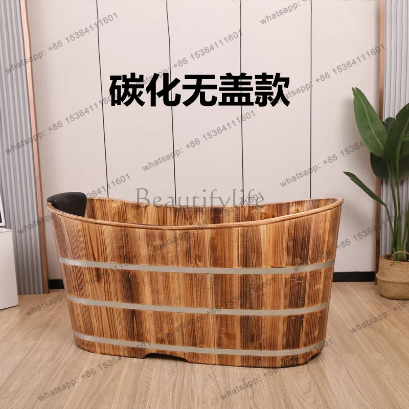 Thickened adult full body bath bucket Household bath basin Solid wood fumigation sweat bath