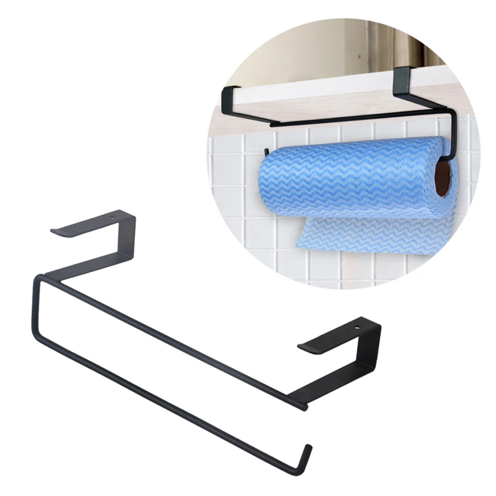 

Wall Mounted Paper Towel Holder Iron Wire Tissue Rack for Kitchen Cabinet Storage U-Shaped Under Shelf Organizer