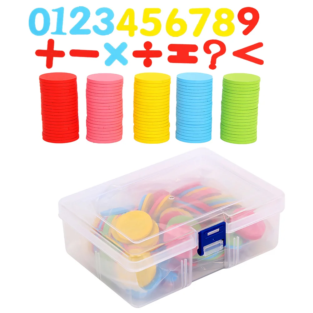 다채로운 원형 디스크 1박스 숫자 계산 기호 수학 교육 유치원 학습 어린이 유아 아기 산수