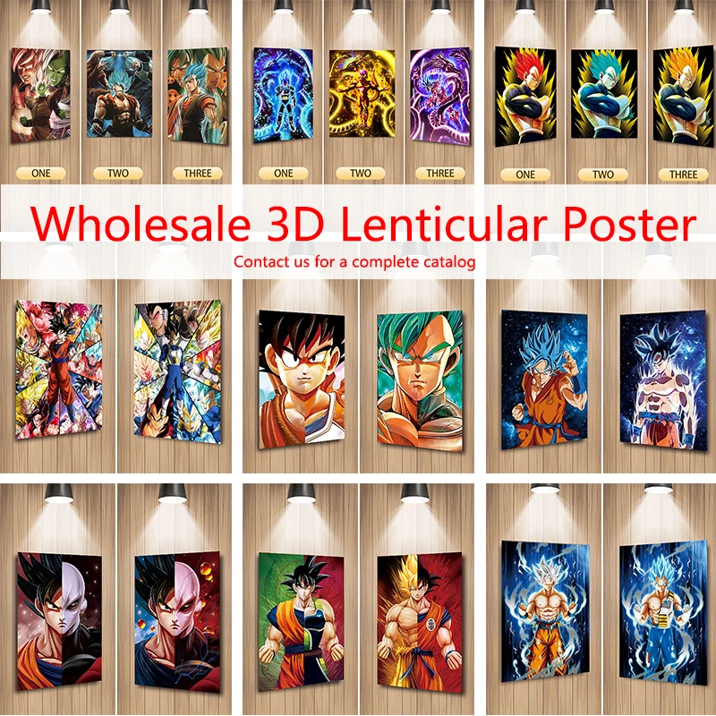 Dragon Ball 3D Lenticular Poster Wall Poster Wall Stiker Anime Painting 3D Flip Gradient Poster Home Decor Birthday Gifts Toy