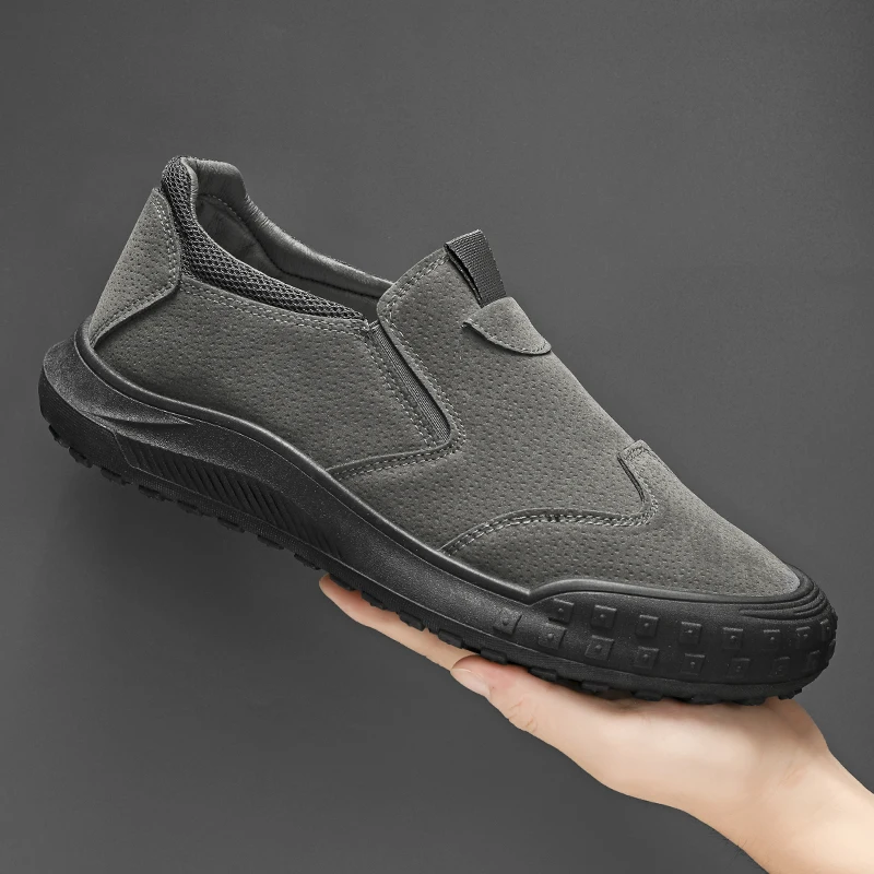 Men\'s Slip Resistatnt Work Sneaker Casual Loafers Leather Slip-on Walking Shoes for Men