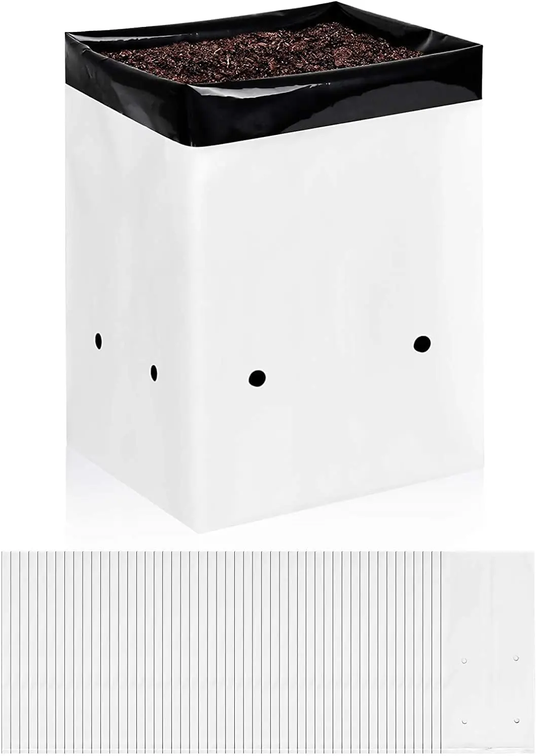 

1 Gallon 50-Pack Black and White Grow Bags Panda Film Containers for Plants Potting Up, Seedling, Nursery Garden and Root