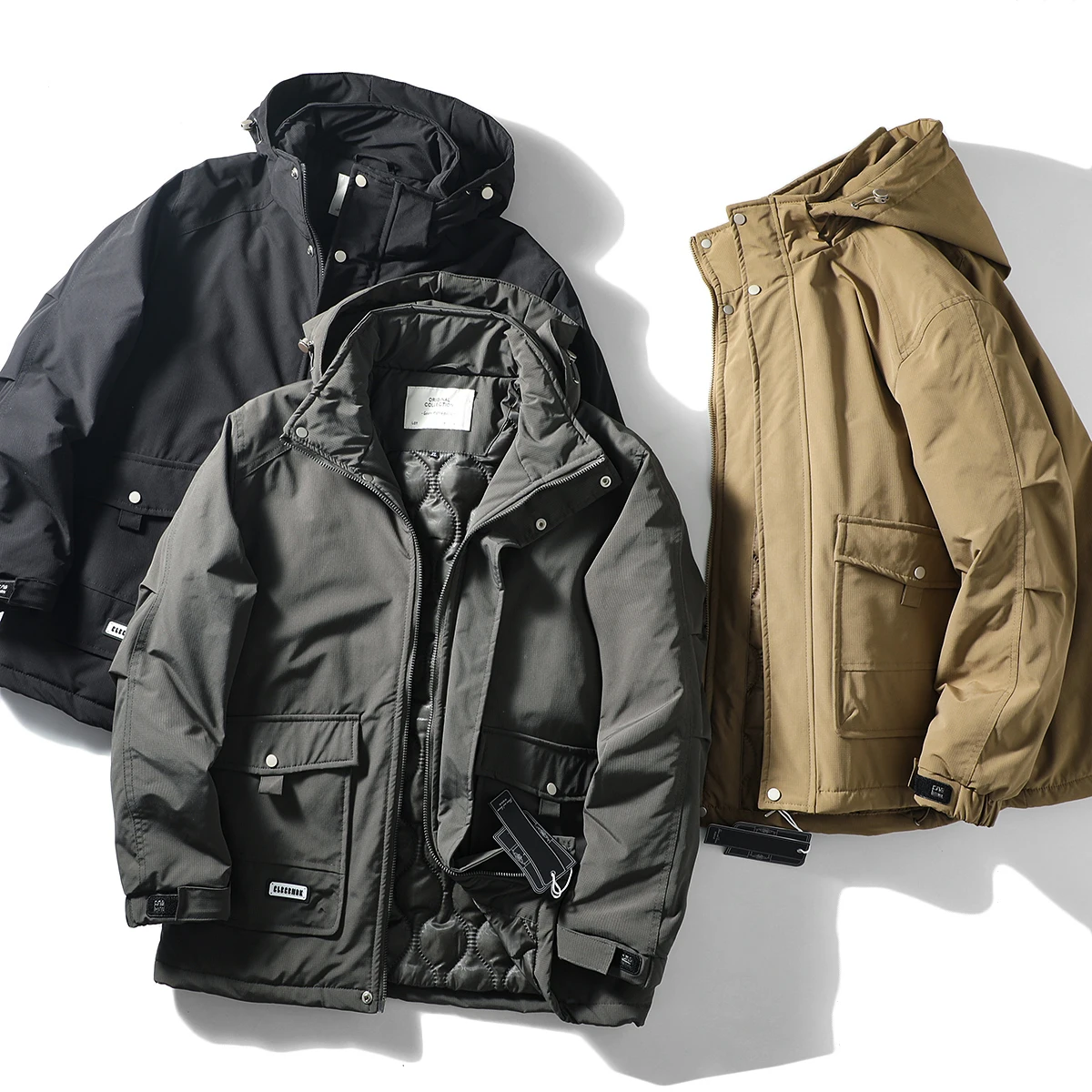 

Retro Workwear Series! Overfilled Cotton Jaet More Warmth! Autumn Winter Men's Faion Hooded Cotton Jaet Thiened Cotto...