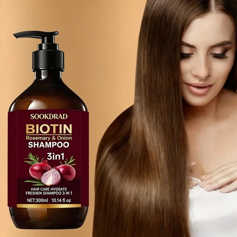 Biotin Rosemary Onion 3-in-1 Shampoo Nourishing Soft Strands For Men Women Daily Use 300ml