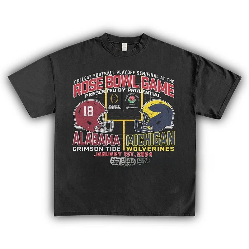 

Футболка Homage Tees American Football Rose Bowl Red Tide T VS Wolf Pa T с ретро-принтом, плотная, с коротким рукавом, эксклюзивная