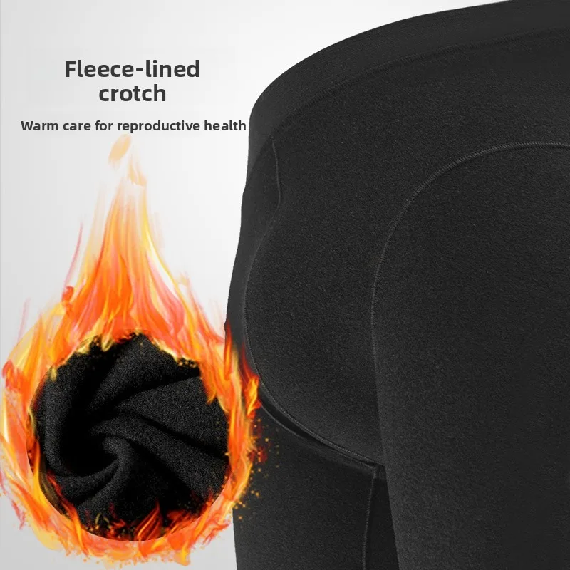 الرجال الشتاء ملابس اخلية حرارية عالية الخصر القطن الدافئة صوف مبطن بانت طويل الساق مكافحة الغضب البطن الدفء الطقس البارد حجم كبير #4