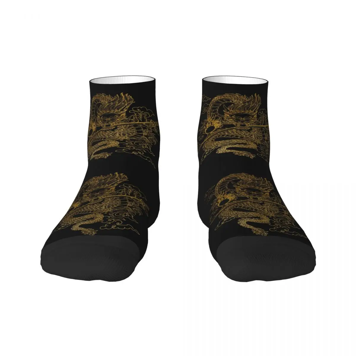 

Gold Chinese Dragon Totem Mens Crew Socks Unisex Fun Tradition Asian Mythology Spring Summer Autumn Winter Dress Socks