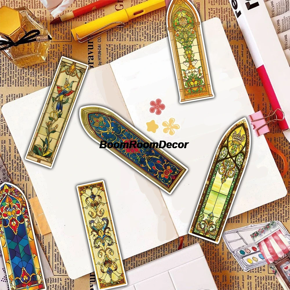 30PCS Baroque Church Alien Print Bookmark Kawaii Motorcycle DIY Bedroom Creative Phone Landscape Wall Graffiti Bookmark