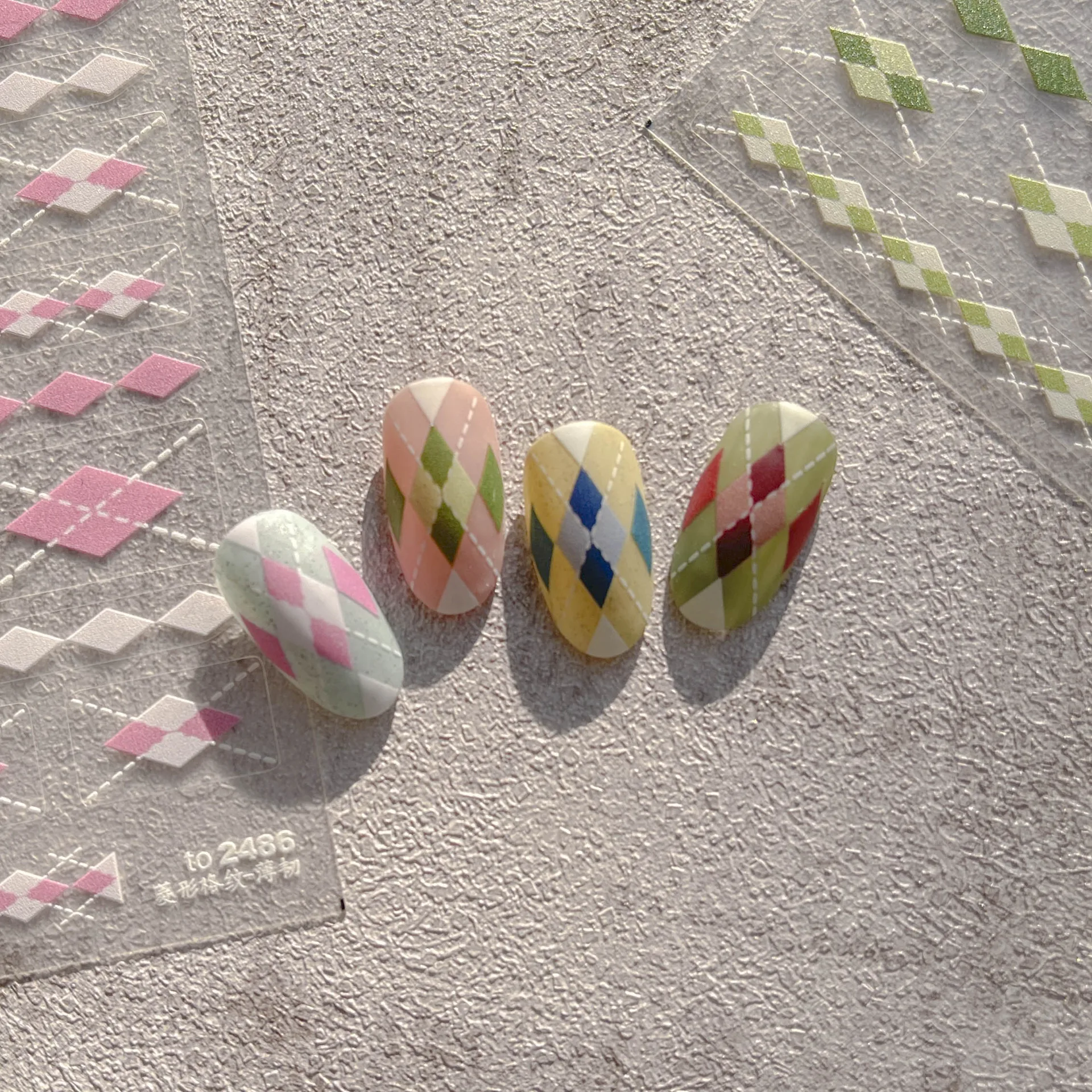 

Thin And Tough Colored Diamond Lattice High Quality Nail Sticker Design Adhesive Nail Art Decoration T-2486