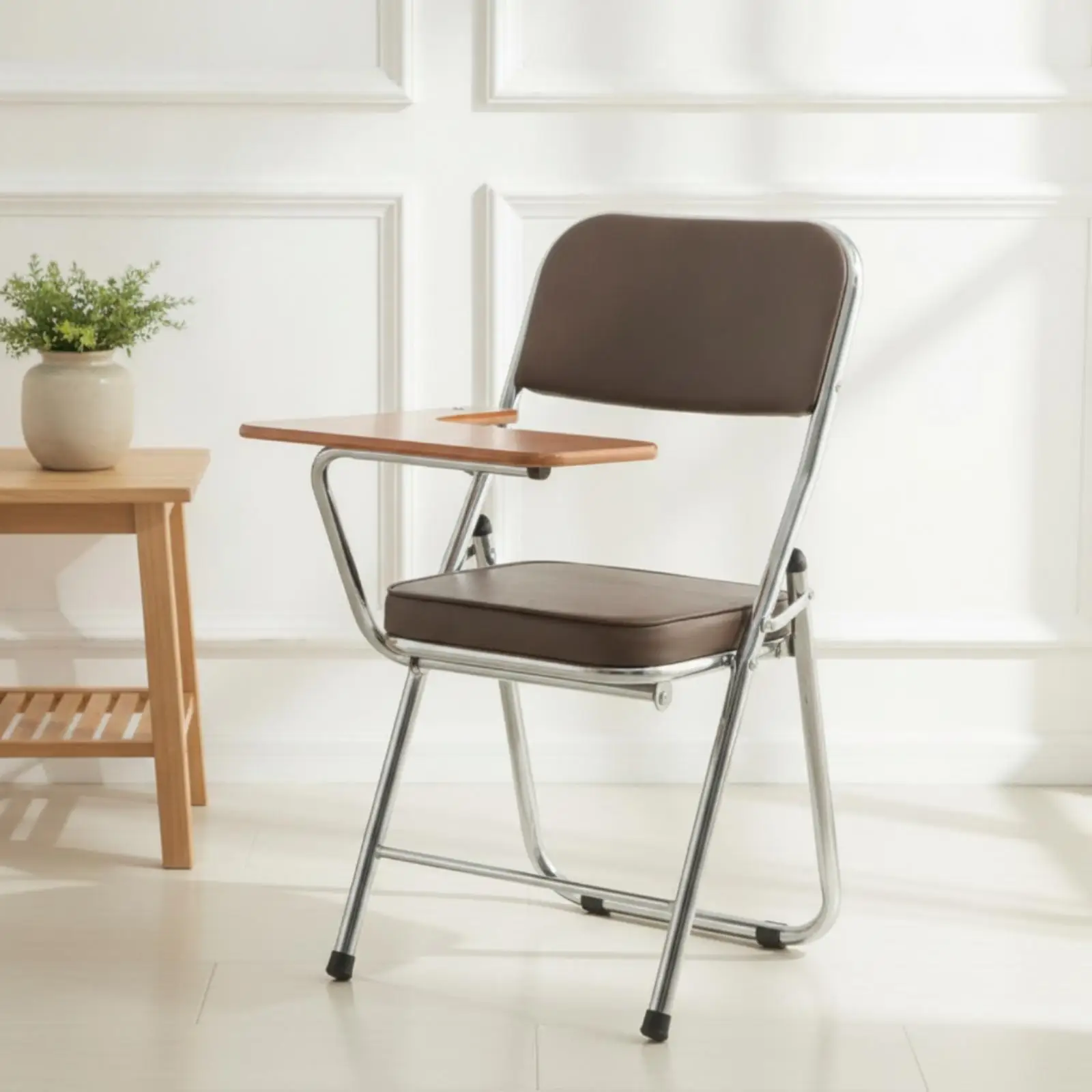 Portable Folding Chair with Built-in Desk for Conference Room Training for seat Comfortable Padded Backrest for Office Staff Use