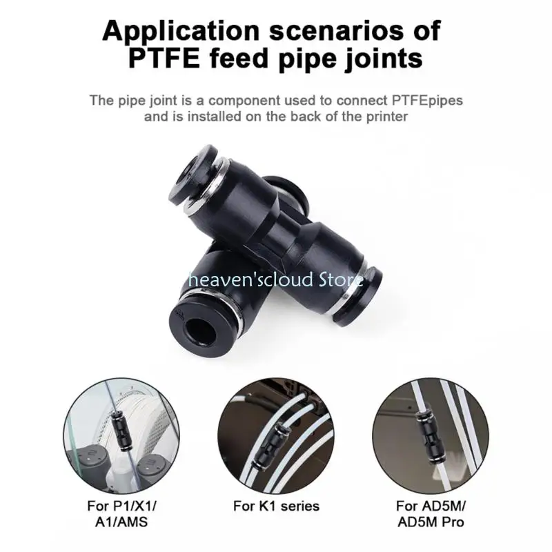 Y88B 보안 PU4 튜브 피팅 프린터 튜브 용 검은 공압 커넥터