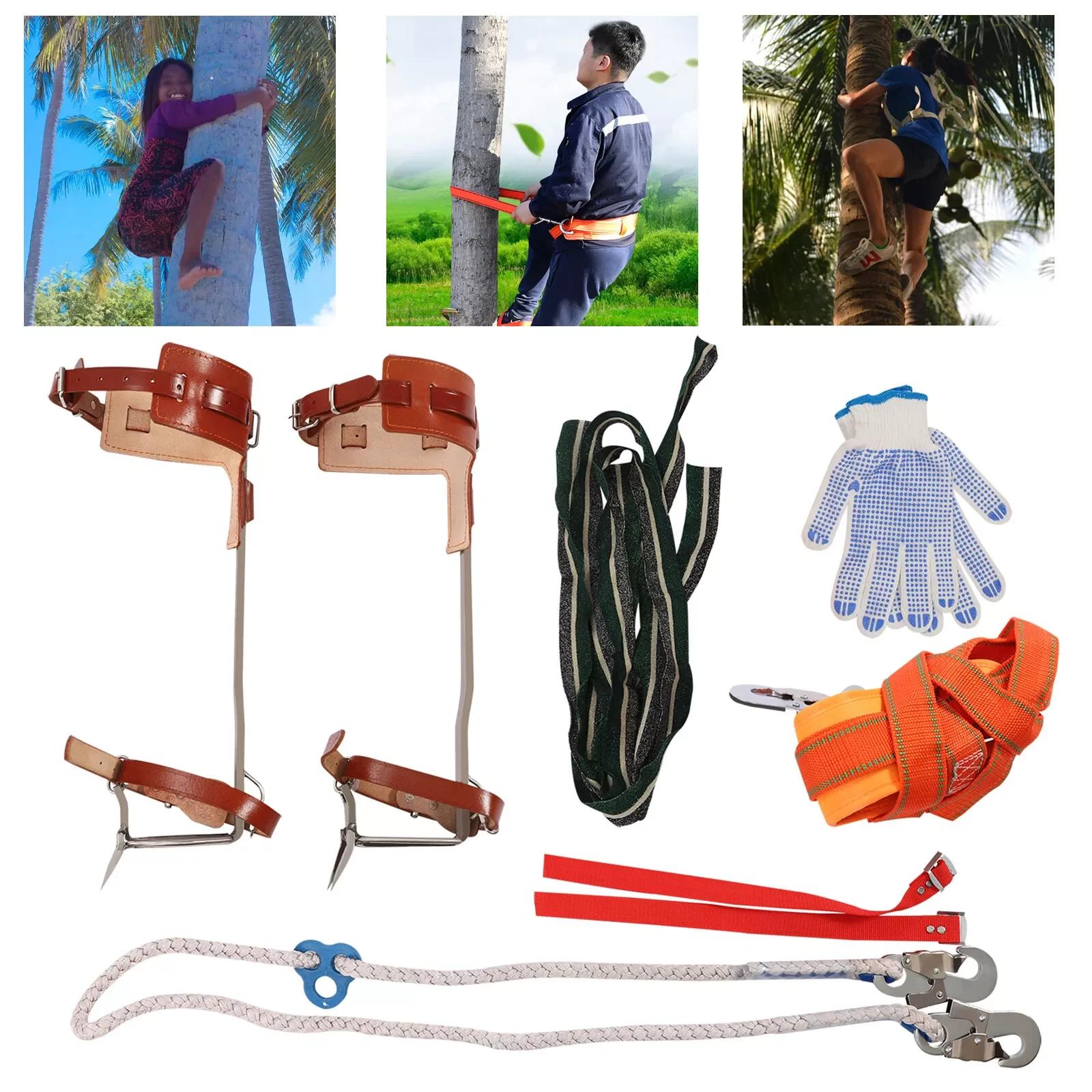 

Adjustable Tree Climbing Spike Set Pole Climbing Spurs Tool Climber Strap Gaffs Camping Equipment