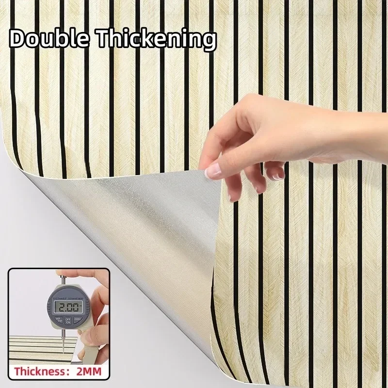 Self-Adhesive Wood Stripe Wallpaper Removable Vinyl Contact Paper for Easy Home Makeover, Perfect for Living Room & DIY Projects