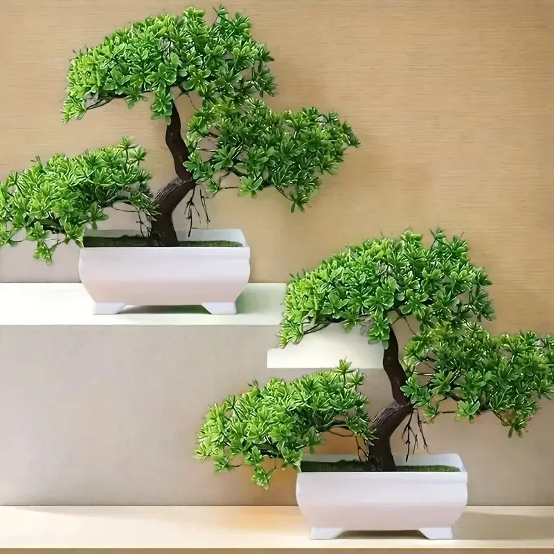 Árbol de bigote de dragón en maceta simulado, bonsái, planta verde para decoración de escritorio de oficina, flores en maceta, decoración creativa para jardín y hogar