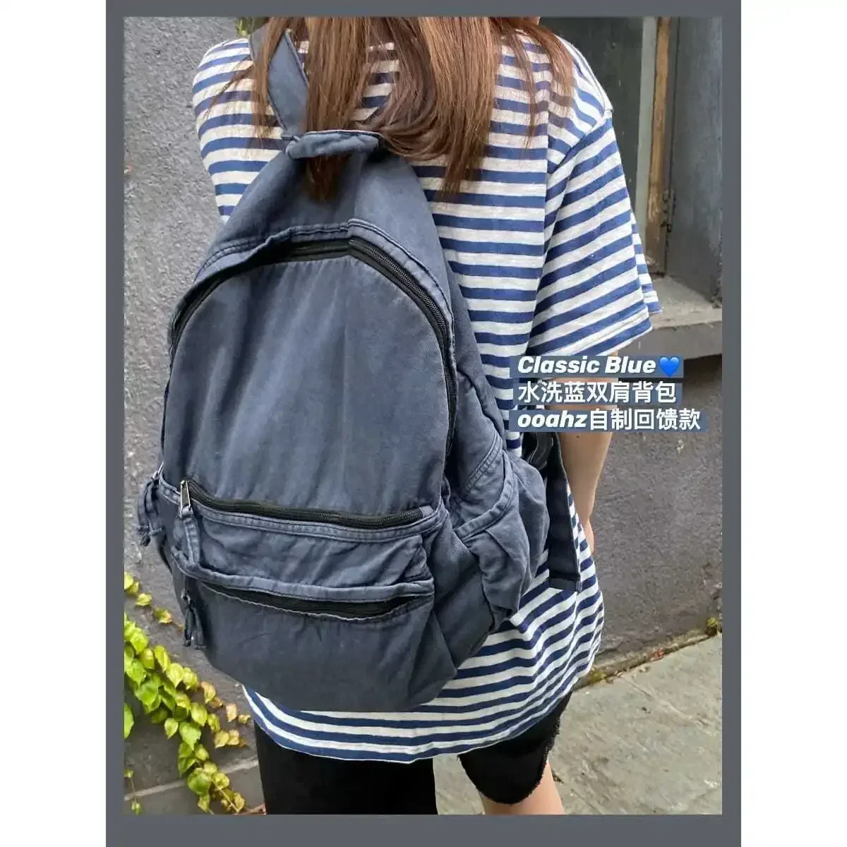 Backpack Vintage Korean Cotton Unisex Casual Solid High-Capacity Backpack Zipper Softback Simple Girls Bag Shoulder Bags