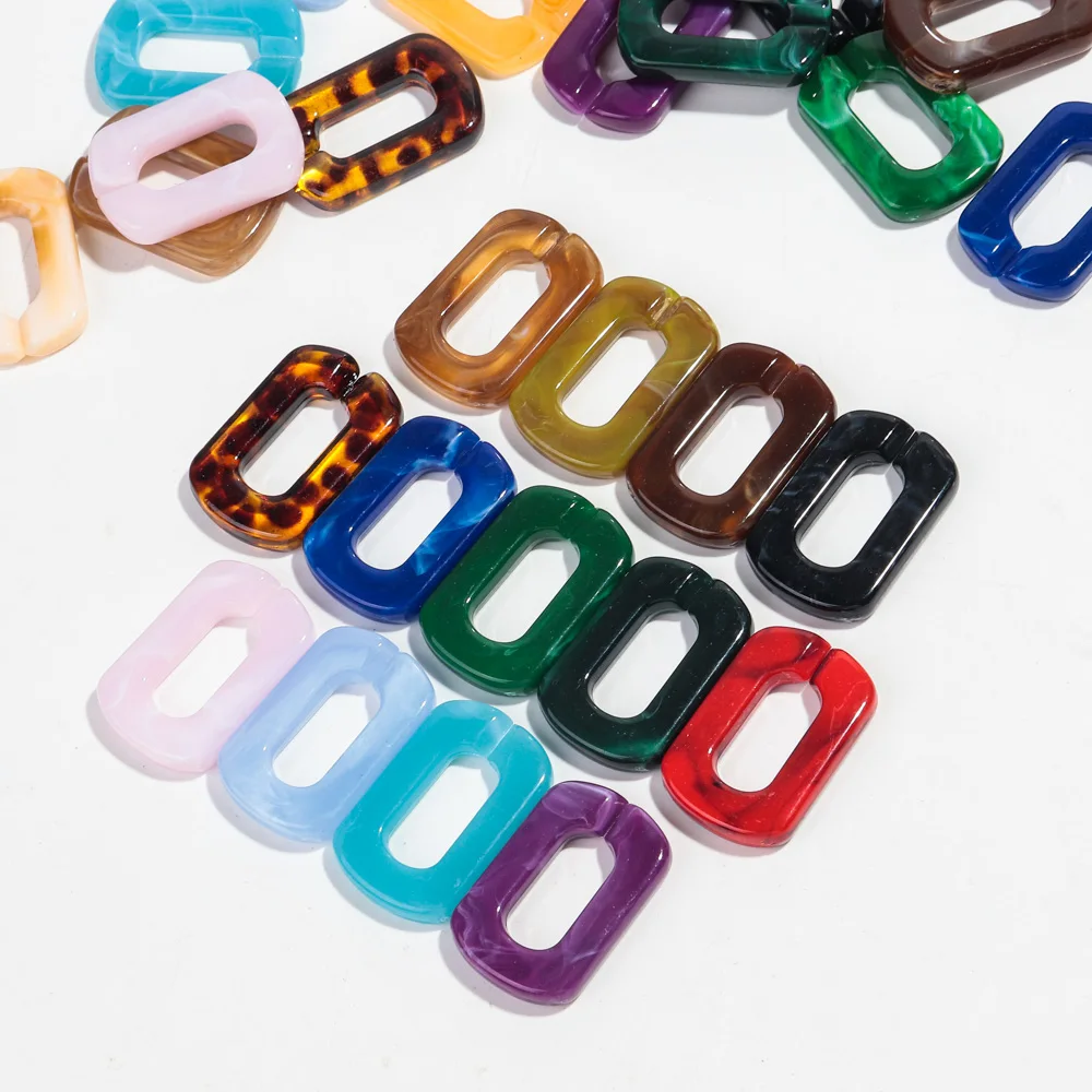 20pcs 20x30mm Mixed Color Acrylic Square Ring Link Chain Beads for Bracelet Necklace Making DIY Jewelry Accessories Wholesale